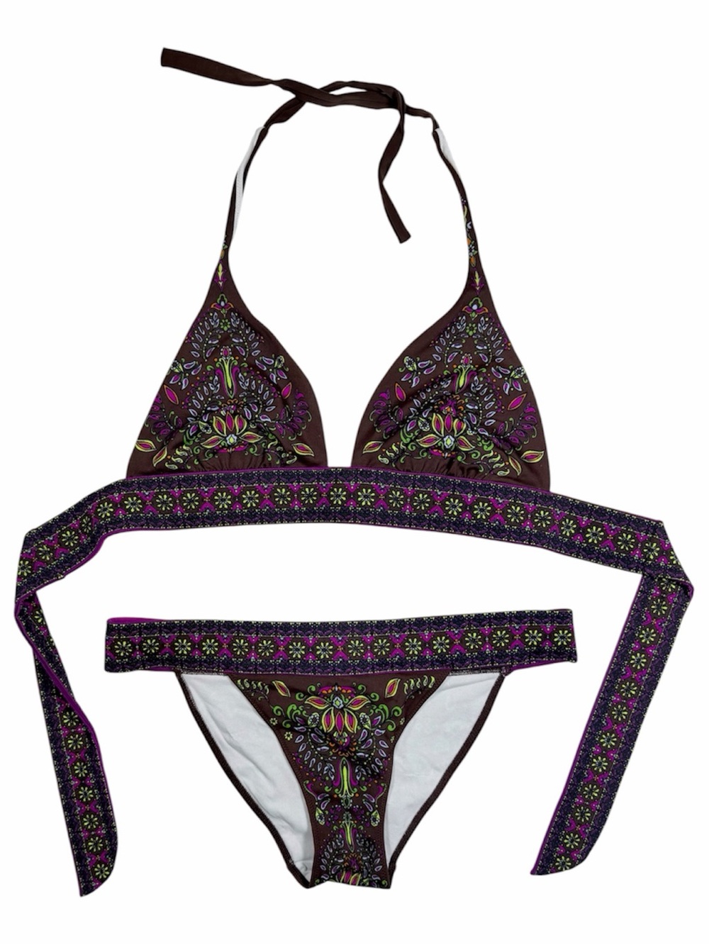Victoria's Secret Brown & Purple Paisley Triangle Bikini